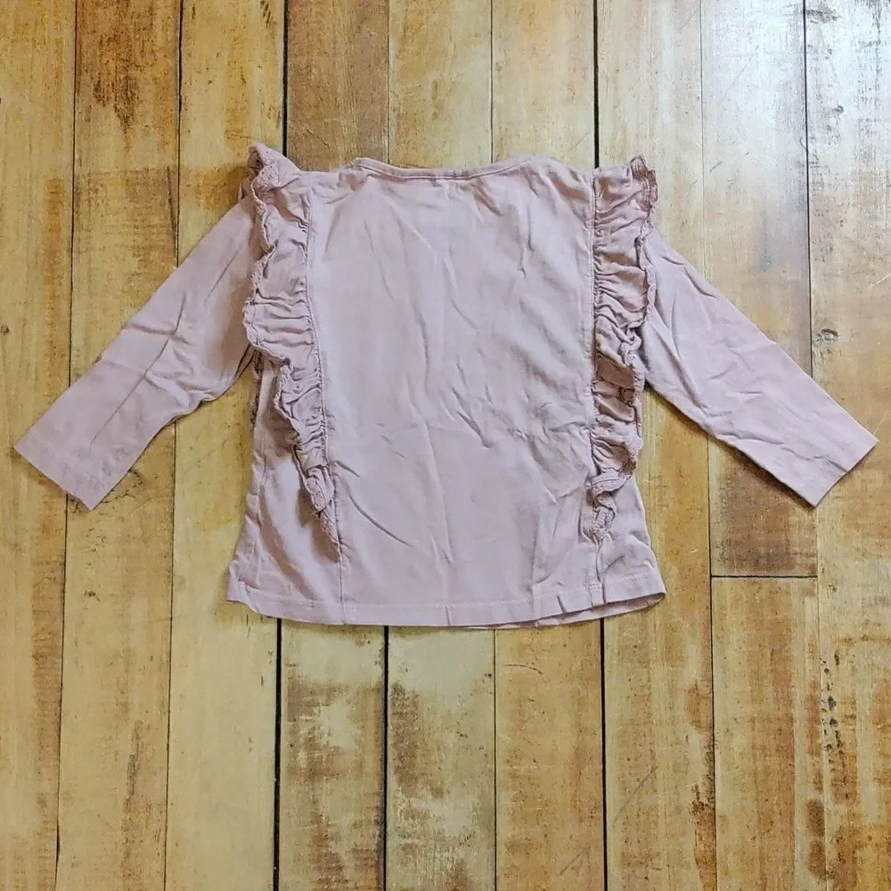 Zara long sleeve shirt 2T pink mauve lace ruffle spring cotton boho
